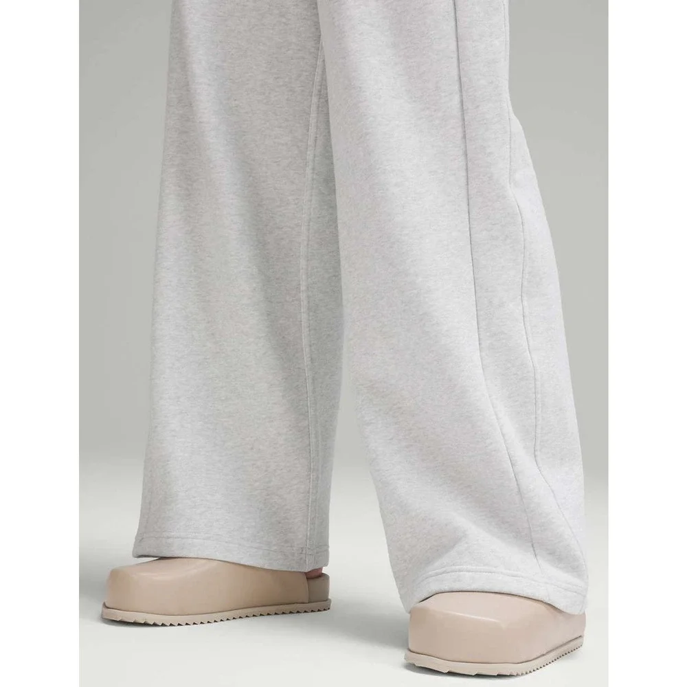 Lululemon Scuba Mid-Rise Wide-Leg Pant Full Length Heathered Light Gray Size 14 - Picture 7 of 14